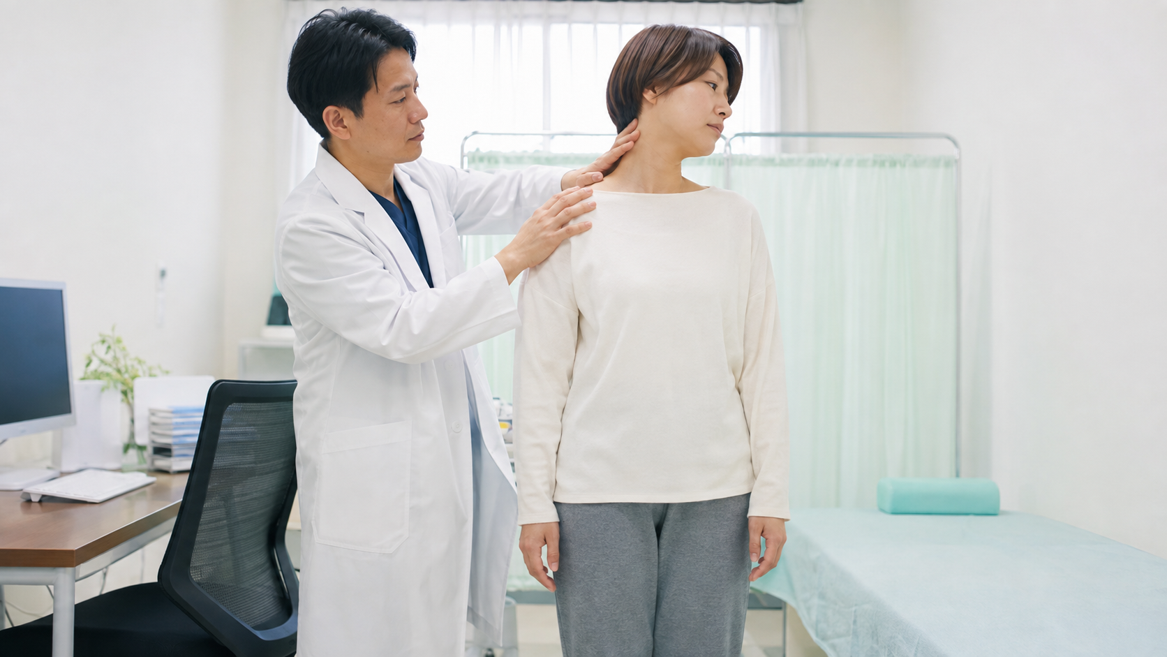 交通事故後の首と腰の動きを整形外科で確認する診察